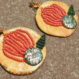 Cercei Statement Rotunzi Mari Flori Margele Vintage Reciclate - Flamenco Fantezie Etnic Antique Mediteranean - bijuterii - cercei - cercei din mărgele - Artynos.ro