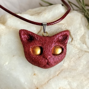 Pandantiv Kittycat Rosu-Auriu , Bijuterii, Coliere, Pandative, Confectionarea bijuteriilor, ARTYNOS