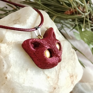 Pandantiv Kittycat Roșu-Auriu  - bijuterii - coliere - pandative - Artynos.ro