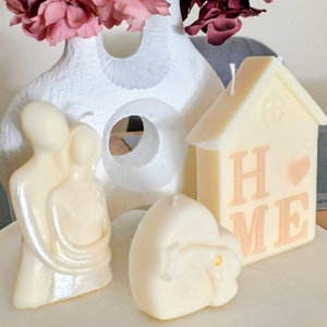 Set lumânări parfumate bujor  HOME, inimă și cuplu  ceară de soia handmade - casă & stil de viață - lumânări, parfumuri, arome - lumânare - lumânări artizanale - Artynos.ro