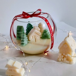Lumânare decorativă Crăciun căsuța din padure - ceară de soia, handmade - casă & stil de viață - lumânări, parfumuri, arome - lumânare - lumânări artizanale - Artynos.ro