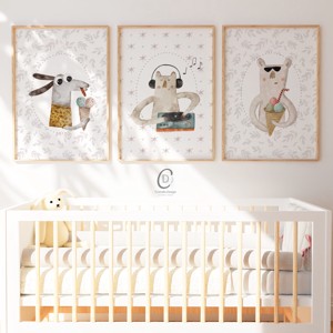 Petrecere de vară pepinieră, poster de grădiniță, set de artă de perete cu animale de pădure 3 buc -  - Artynos.ro