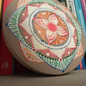 Dot mandala pictata pe lemn  - casă & stil de viață - accesorii pentru decorat casa - decorațiuni cu tematică spirituală - mandala - Artynos.ro