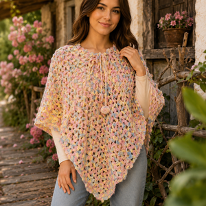 Poncho Gradina cu flori - îmbrăcăminte și modă - eșarfe, pălării, fularuri - șaluri - Artynos.ro