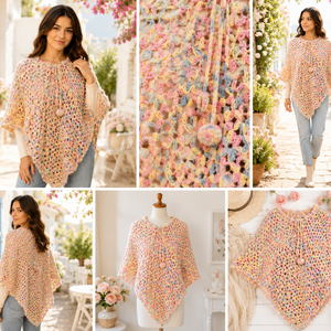 Poncho Gradina cu flori - îmbrăcăminte și modă - eșarfe, pălării, fularuri - șaluri - Artynos.ro