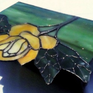 Art Nuovo galben trandafir tiffany cutie de bijuterii - bijuterii - suporturi și cutii de bijuterii - cutii de bijuterii - Artynos.ro