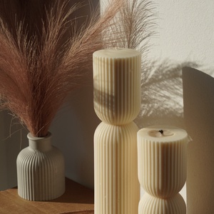striped column candle - medium 15 cm - casă & stil de viață - lumânări, parfumuri, arome - lumânare - lumânări artizanale - Artynos.ro