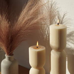 striped column candle - medium 15 cm - casă & stil de viață - lumânări, parfumuri, arome - lumânare - lumânări artizanale - Artynos.ro
