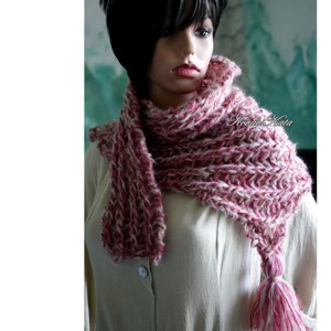 TÜNDE KENDŐ - sal moale, gros, tricotat manual / mov, Imbracaminte si moda, Esarfe, palarii, fularuri, Saluri, Impletitura, ARTYNOS