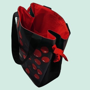 Geantă de vară Cherry canvas cu căptușeală roșie -  - Artynos.ro