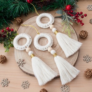 Macrame hoop ornament de Craciun 3 bucati - Bej, , , ARTYNOS