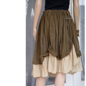 REGINA /cafea - fustă lagenlook boemă - îmbrăcăminte și modă - haine damă - fustă damă - Artynos.ro