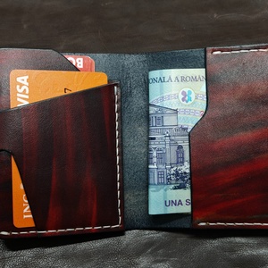 Portofel minimalist din piele naturala ,lucrat in totalitate manual(taiat pielea,cusut ,finisat) - genți și portofele - portofele, huse, suporturi - portofele - portofel bărbați - Artynos.ro