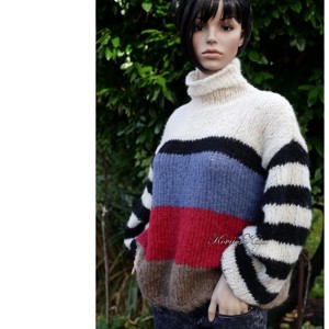 OP-ART ALPAKA PULSES - pulover exclusiv tricotat manual - îmbrăcăminte și modă - haine damă - hanorace, cardigane - Artynos.ro