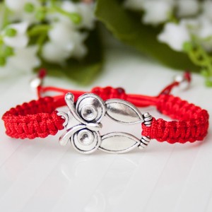 Brățară macramé împletită - Owl red -  - Artynos.ro