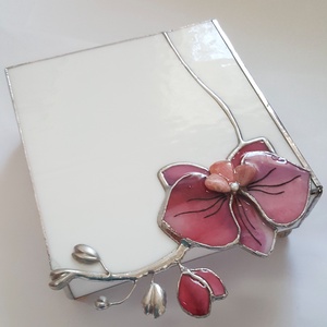 3D orchideás Ékszerdoboz tiffanyüvegből, Bijuterii, Suporturi si cutii de bijuterii, Cutii de bijuterii, Arta de sticla, Giuvaergiu, ARTYNOS