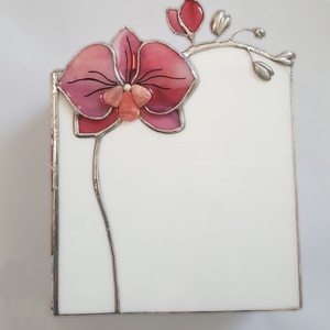 3D orchideás Ékszerdoboz tiffanyüvegből - bijuterii - suporturi și cutii de bijuterii - cutii de bijuterii - Artynos.ro