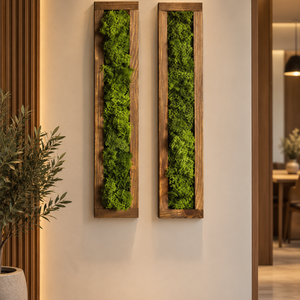 Tablou din licheni stabilizati, rama maro 100x15 cm, Casa & Stil de viata, Decoratiuni de casa, Decoratiuni de pereti, Tablou cu licheni, , Tablou decorativ vertical realizat manual din lemn natur si licheni stabilizati, cu un design simpl..., ARTYNOS