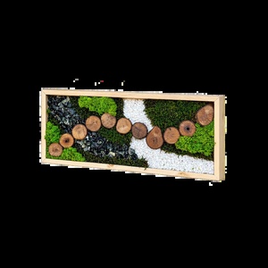 Tablou cu licheni stabilizați și 11 rondele din lemn, 70�30 cm - casă & stil de viață - decorațiuni de casă - decorațiuni de pereți - tablou cu licheni - Artynos.ro