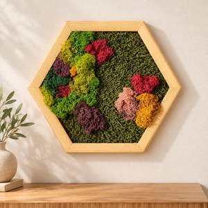 Hexagon decorativ cu licheni multicolori, 30�25 cm - Artynos.ro