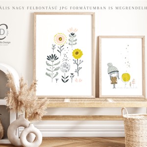 Fată cu baloane artă de perete, poster scandinav, cameră pentru copii set de artă de perete 3 piese -  - Artynos.ro