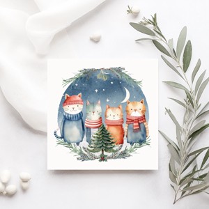 Felicitare de Crăciun, felicitare, felicitare cadou, pisică -  - Artynos.ro