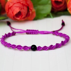 Bratara macramé impletita - Beaded twisted braid violet, , , ARTYNOS