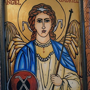Icoana pictata pe sticla Arhanghelul Gabriel - arte vizuale și accesorii  - picturi - pictură pe sticlă - Artynos.ro