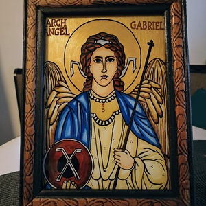 Icoana pictata pe sticla Arhanghelul Gabriel - arte vizuale și accesorii  - picturi - pictură pe sticlă - Artynos.ro