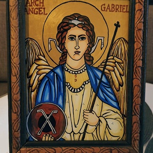 Icoana pictata pe sticla Arhanghelul Gabriel - arte vizuale și accesorii  - picturi - pictură pe sticlă - Artynos.ro