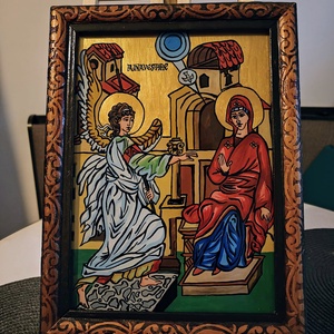 Icoana pictata pe sticla Bunavestire, Arte vizuale si accesorii , Picturi, Pictura pe sticla, Obiecte pictate, Pictura, ARTYNOS