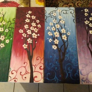 Tablou realist-decorativ Copaci infloriti - arte vizuale și accesorii  - picturi - pictură acrilică - Artynos.ro