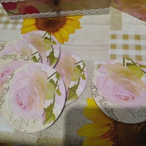 Tava si suporturi pahare, handmade - arte vizuale și accesorii  - picturi - picturi în tehnică mixtă - Artynos.ro