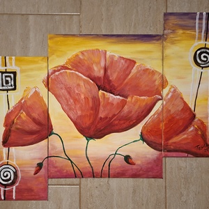 Tablou pictat manual Maci, Arte vizuale si accesorii , Picturi, Pictura acrilica, Pictura, ARTYNOS