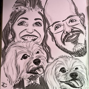 Caricatura de familie de 4 persoane - Artynos.ro