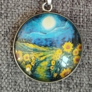 Lentile de sticlă inspirate de Van Gogh, set colier și cercei din oțel medical -  - Artynos.ro