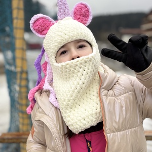 Cagulă �Unicorn de pluș - 6-10 ani - îmbrăcăminte și modă - eșarfe, pălării, fularuri - căciulă - Artynos.ro
