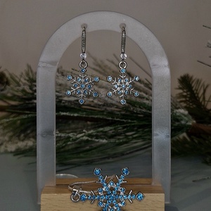 Set argint 925 cu fulgi de nea - crăciun - cadouri de moș crăciun - cadouri de moș crăciun - Artynos.ro