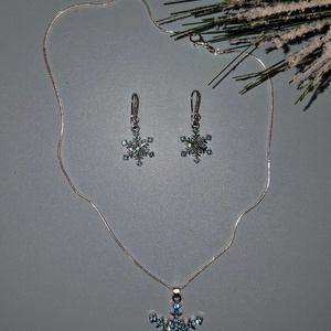 Set argint 925 cu fulgi de nea - crăciun - cadouri de moș crăciun - cadouri de moș crăciun - Artynos.ro