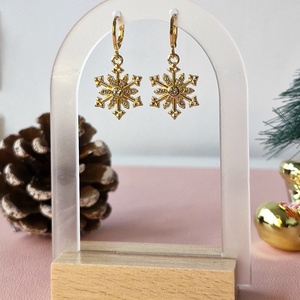 Cercei placați cu aur 18K cu fulgi aurii - crăciun - cadouri de moș crăciun - cadouri de moș crăciun - Artynos.ro