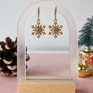 Cercei placați cu aur 18K cu fulgi aurii - crăciun - cadouri de moș crăciun - cadouri de moș crăciun - Artynos.ro