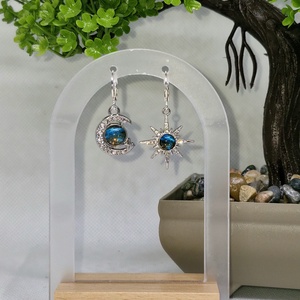 Cercei argint 925 cu semiluna, steaua nordului si galaxie - Artynos.ro