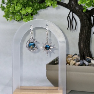 Cercei argint 925 cu semilună, steaua nordului și galaxie - bijuterii - cercei - cercei din argint - Artynos.ro