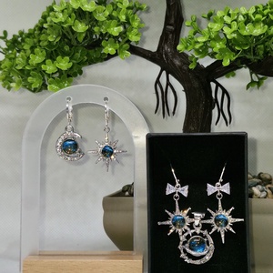 Set argint 925 cu steaua nordului și galaxie - bijuterii - cercei - cercei din argint - Artynos.ro