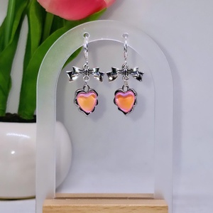 Cercei argint 925 cu fundite si inimi roz, Bijuterii, Cercei, Cercei din argint, Altele, ARTYNOS