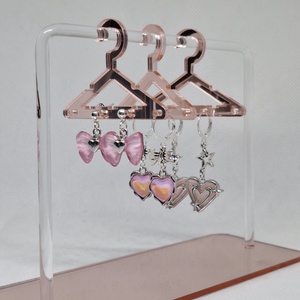 Cercei argint 925 cu fundițe și inimi roz - bijuterii - cercei - cercei din argint - Artynos.ro