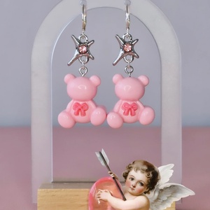 Cercei argint 925 cu stele si ursuleti roz - Artynos.ro
