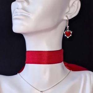 Set argint 925 cu semiluna si inimi rosii, Bijuterii, Cercei, Cercei din argint, Altele, ARTYNOS