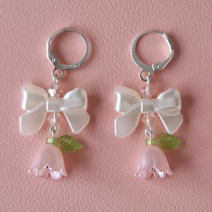 Cercei argint 925 cu fundițe si lalele roz - bijuterii - cercei - cercei din argint - Artynos.ro