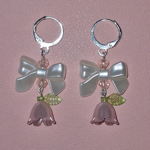 Cercei argint 925 cu fundițe si lalele roz - bijuterii - cercei - cercei din argint - Artynos.ro